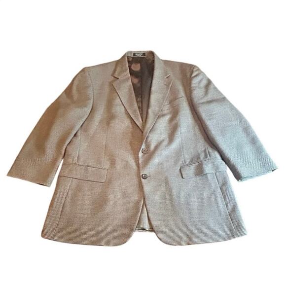 Oscar De La Renta Men's Blazer 46R 100% Wool Brown Tweed Plaid Sport Coat Jacket - Picture 1 of 5